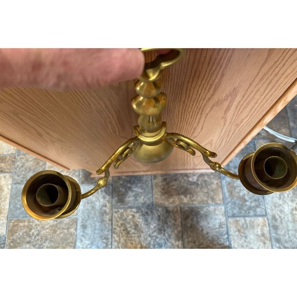 Vintage 1940's Solid Brass Mounted Sconce Double Candle Holder Traditional - Picture 6 of 9